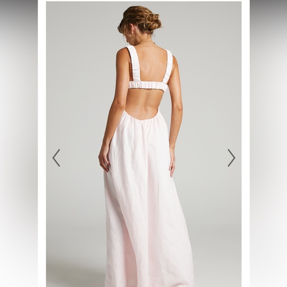 AMALIE THE LABEL - LUCIA LINEN ELASTICATED STRAP BACKLESS MAXI DRESS - Picture 3 of 3